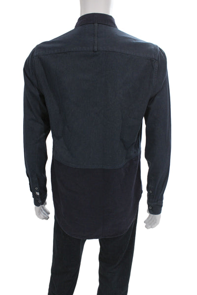 Scotch & Soda Mens Color Block Long Sleeve Button-Down Shirt Blue Size M