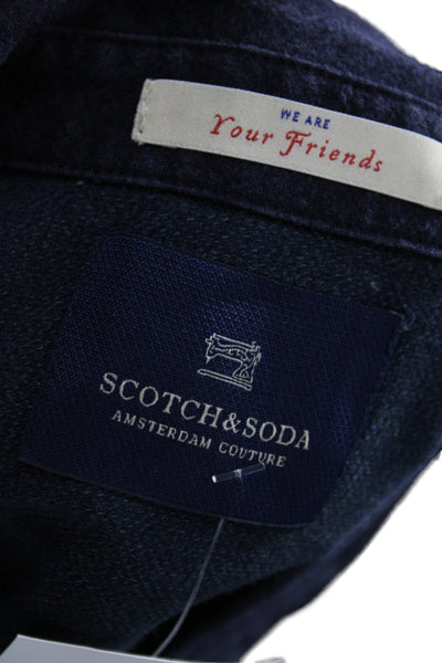 Scotch & Soda Mens Color Block Long Sleeve Button-Down Shirt Blue Size M