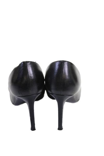 Saint Laurent Womens Leather Studded Pointed Toe Heels Pumps Shoes Black Size 8