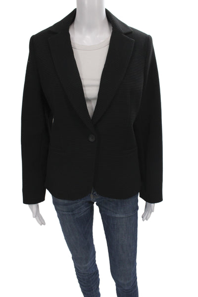 Donna Degnan Womens Basic Jacket Black Button Long Sleeve Size 8