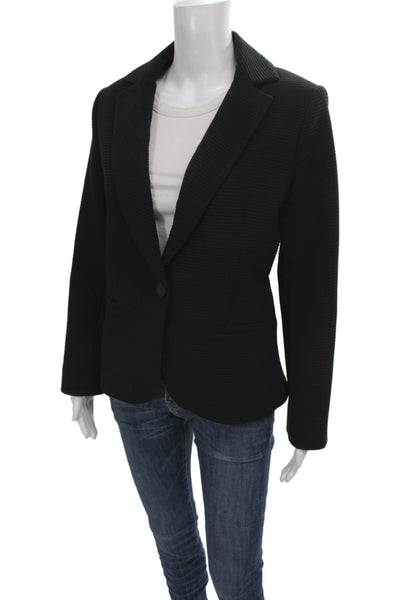 Donna Degnan Womens Basic Jacket Black Button Long Sleeve Size 8