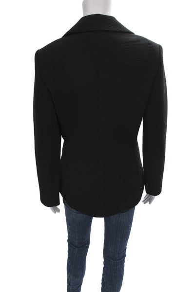 Donna Degnan Womens Basic Jacket Black Button Long Sleeve Size 8
