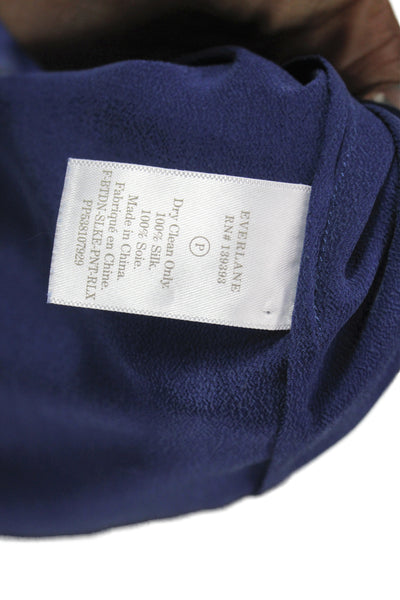 Everlane Womens Basic Silk Collared Button-Up Shirt Blue Long Sleeve Size 6