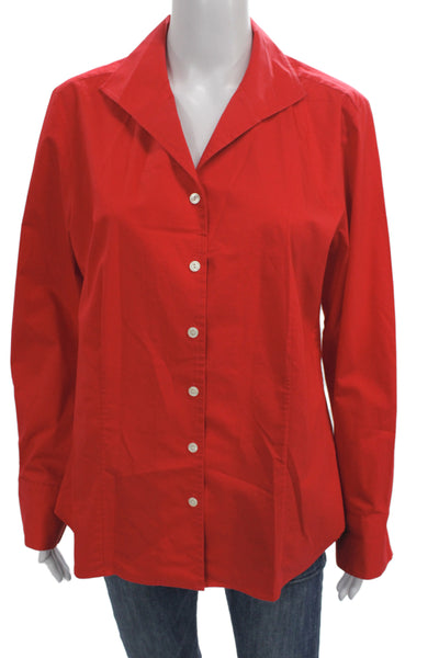 Hinson Wu Women Red Basic Button-Up Collared Long Sleeve Size M
