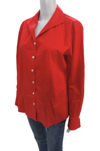 Hinson Wu Women Red Basic Button-Up Collared Long Sleeve Size M