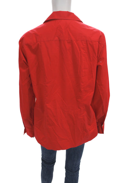 Hinson Wu Women Red Basic Button-Up Collared Long Sleeve Size M
