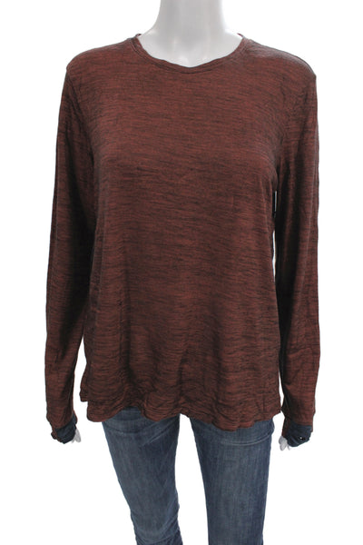 Bombas Unisex Adults Basic Brown Merino Wool Crew Neck Long Sleeve Tee Size L