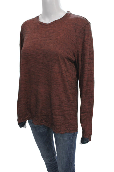 Bombas Unisex Adults Basic Brown Merino Wool Crew Neck Long Sleeve Tee Size L