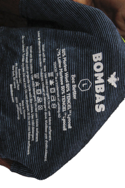Bombas Unisex Adults Basic Brown Merino Wool Crew Neck Long Sleeve Tee Size L