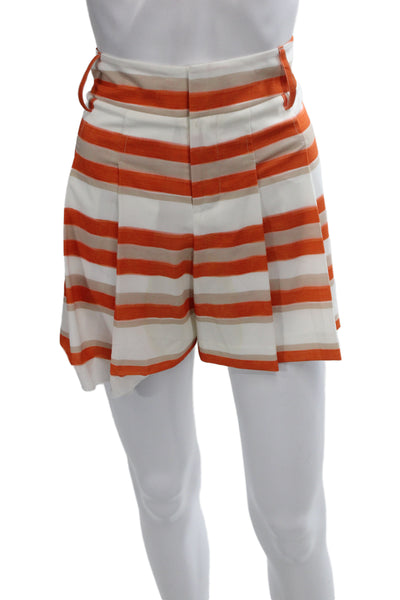 Alice + Olivia Womens Culotte Striped Beige Polyester Button Short Size 2