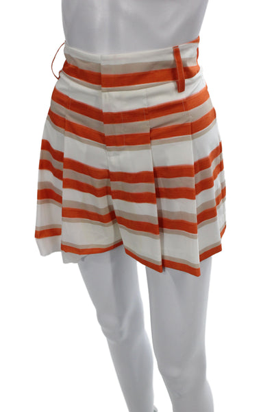 Alice + Olivia Womens Culotte Striped Beige Polyester Button Short Size 2