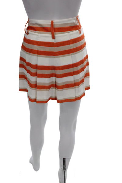 Alice + Olivia Womens Culotte Striped Beige Polyester Button Short Size 2