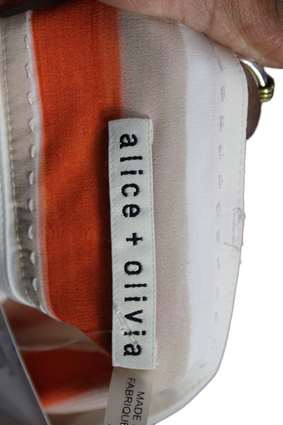 Alice + Olivia Womens Culotte Striped Beige Polyester Button Short Size 2