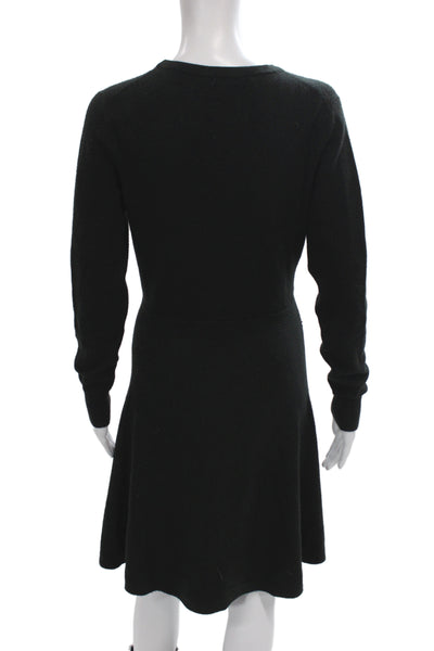 French Connection Womens Sweater Dress Black V Neck Long Sleeve Size M