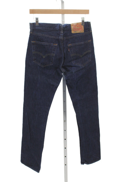 Levis Mens Straight Jeans Blue Mid Rise Cotton Button Fly Inseam 30 Size 28
