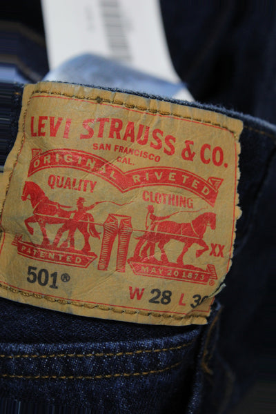 Levis Mens Straight Jeans Blue Mid Rise Cotton Button Fly Inseam 30 Size 28