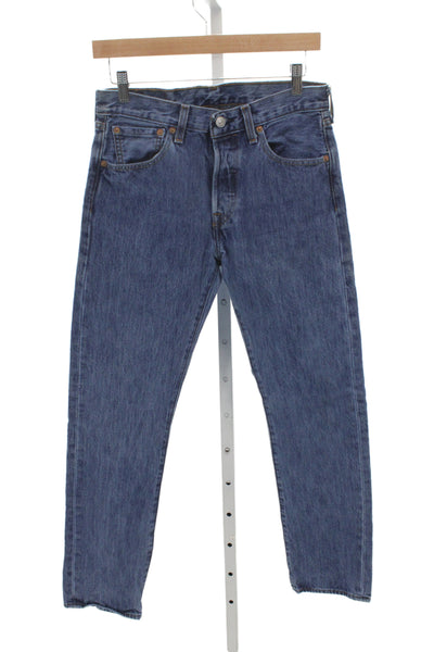 Levis Men Straight Jeans Blue Cotton Mid Rise Inseam 30 Size 28