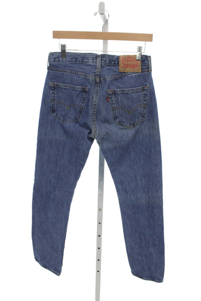 Levis Men Straight Jeans Blue Cotton Mid Rise Inseam 30 Size 28
