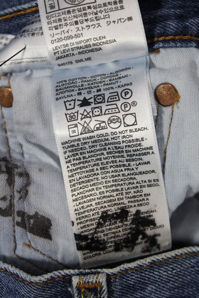 Levis Men Straight Jeans Blue Cotton Mid Rise Inseam 30 Size 28