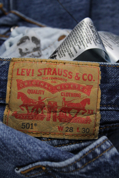 Levis Men Straight Jeans Blue Cotton Mid Rise Inseam 30 Size 28