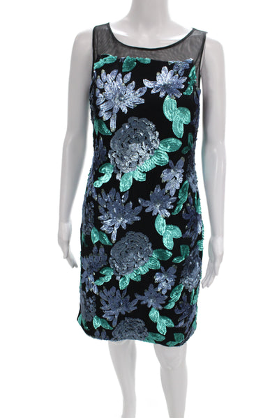 Belle Badgley Mischka Women Sheath Sequin Black Sleeveless Dress Size 4