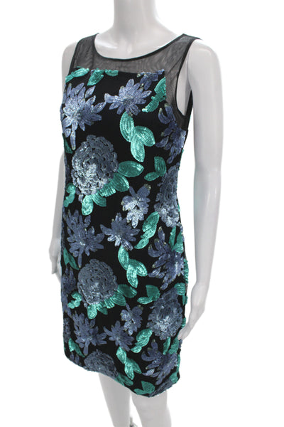 Belle Badgley Mischka Women Sheath Sequin Black Sleeveless Dress Size 4