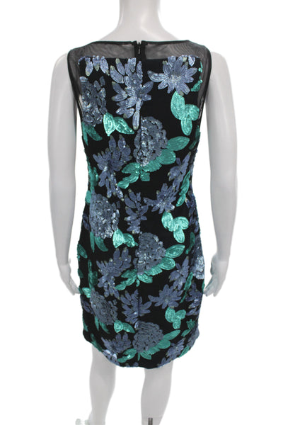 Belle Badgley Mischka Women Sheath Sequin Black Sleeveless Dress Size 4