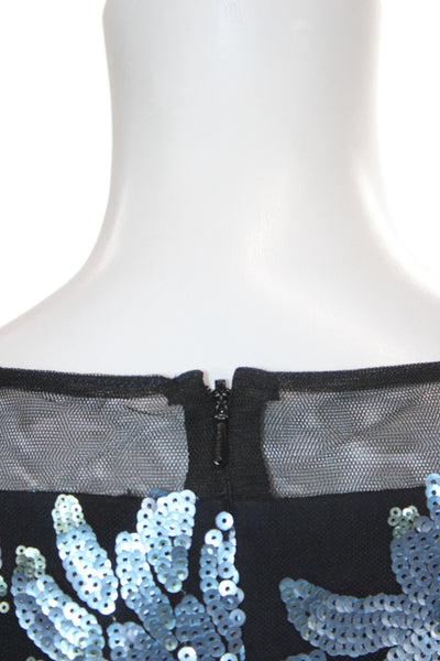 Belle Badgley Mischka Women Sheath Sequin Black Sleeveless Dress Size 4