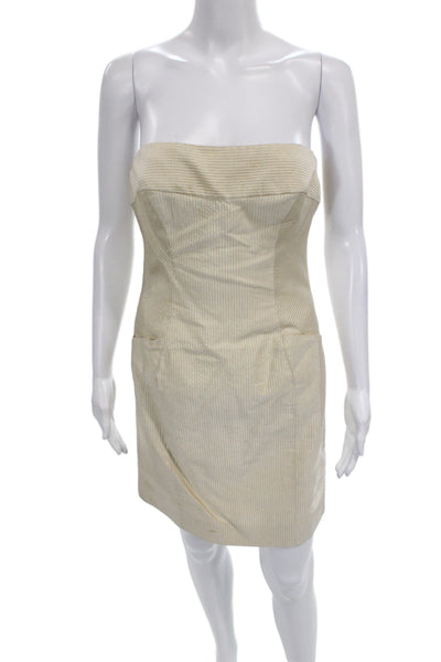 Badgley Mischka Women Sheath Dress Beige Silk Sweetheart Sleeveless Size 4