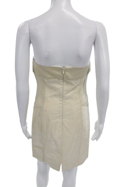 Badgley Mischka Women Sheath Dress Beige Silk Sweetheart Sleeveless Size 4