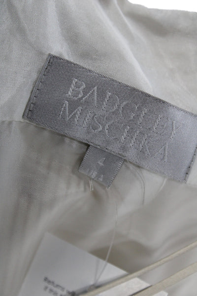 Badgley Mischka Women Sheath Dress Beige Silk Sweetheart Sleeveless Size 4