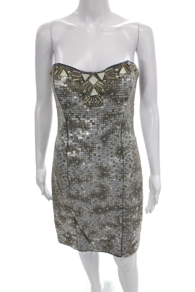 Badgley Mischka Women Bodycon Sequin Sweetheart Mini Dress Size 4