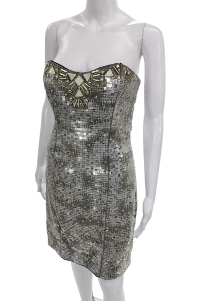 Badgley Mischka Women Bodycon Sequin Sweetheart Mini Dress Size 4