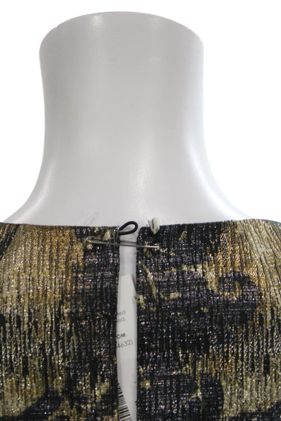 Badgley Mischka Women Sheath Midi Dress Black Metallic Square Neck Size 6