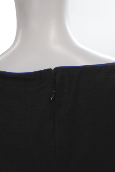 Badgley Mischka Women Sheath Dress Black Boat Neck Midi Zip Cotton Size 4