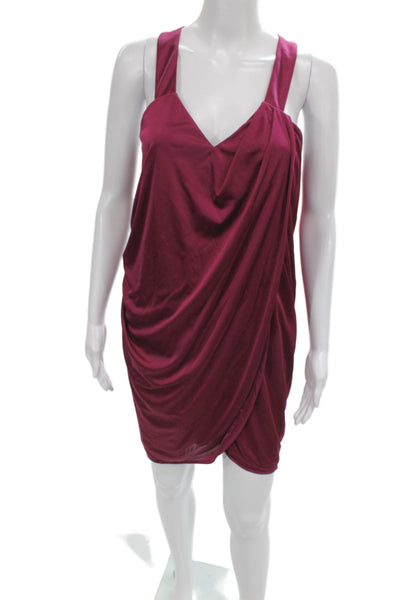 Badgley Mischka Women Purple Sleeveless Cowl Neck Mini Cocktail Dress Size 4