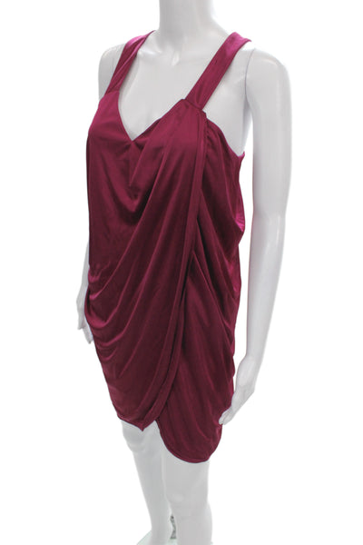 Badgley Mischka Women Purple Sleeveless Cowl Neck Mini Cocktail Dress Size 4