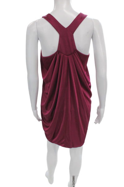 Badgley Mischka Women Purple Sleeveless Cowl Neck Mini Cocktail Dress Size 4