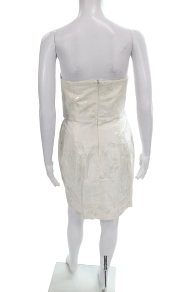 Badgley Mischka Women Sheath Dress Ivory Sweetheart Sleeveless Wedding Size 2