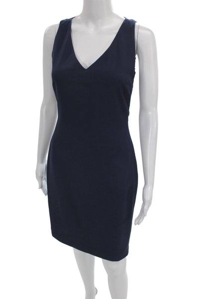 Belle Badgley Mischka Women Blue Sheath Dress V-Neck Sleeveless Mini Size 6
