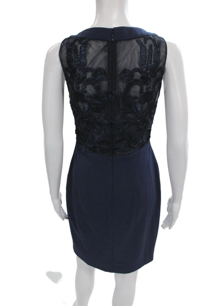 Belle Badgley Mischka Women Blue Sheath Dress V-Neck Sleeveless Mini Size 6