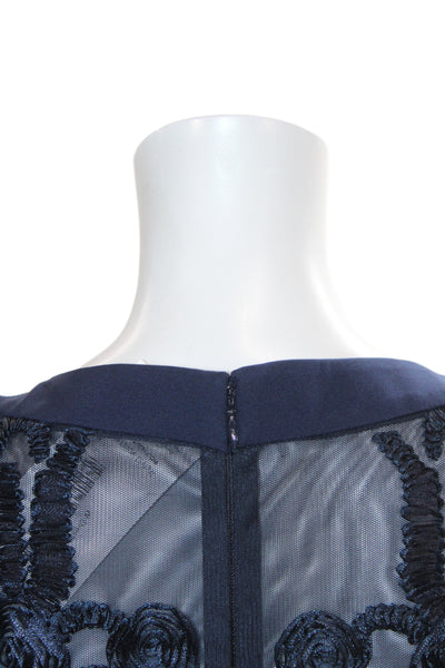 Belle Badgley Mischka Women Blue Sheath Dress V-Neck Sleeveless Mini Size 6