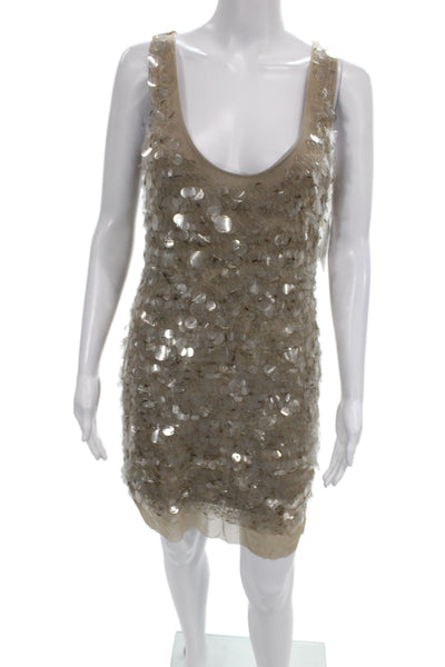 Mark & James by Badgley Mischka Womens Beige Mini Dress Sleeveless Size S