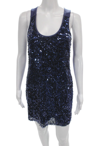Mark & James by Badgley Mischka Womens Sequined Mini Dress Blue Size S