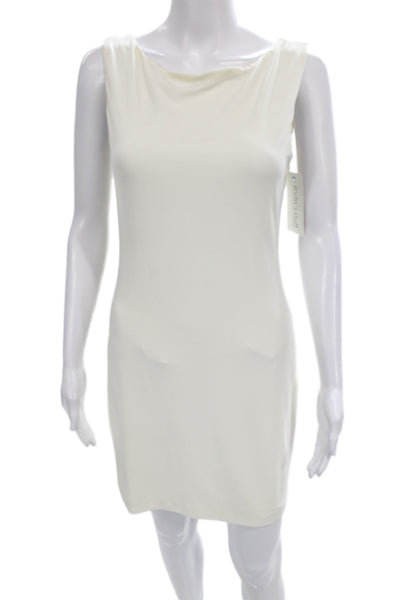 Badgley Mischka Women Bodycon Cowl Neck Sleeveless Ivory Dress Size 6