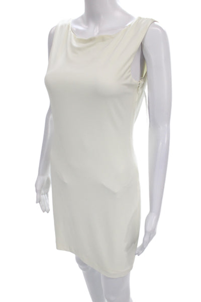 Badgley Mischka Women Bodycon Cowl Neck Sleeveless Ivory Dress Size 6
