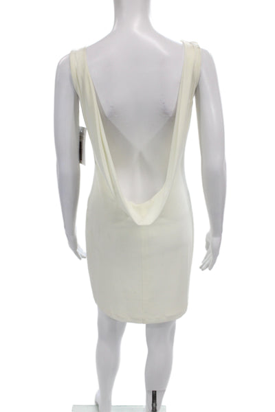 Badgley Mischka Women Bodycon Cowl Neck Sleeveless Ivory Dress Size 6