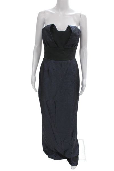 Badgley Mischka Womens Black Silk Sweetheart Maxi Dress Sleeveless Zip Size 4