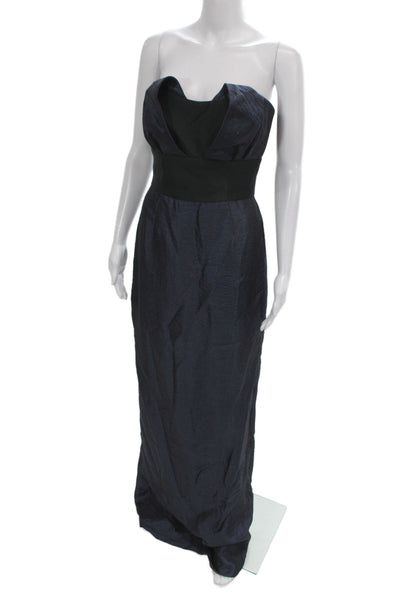 Badgley Mischka Womens Black Silk Sweetheart Maxi Dress Sleeveless Zip Size 4