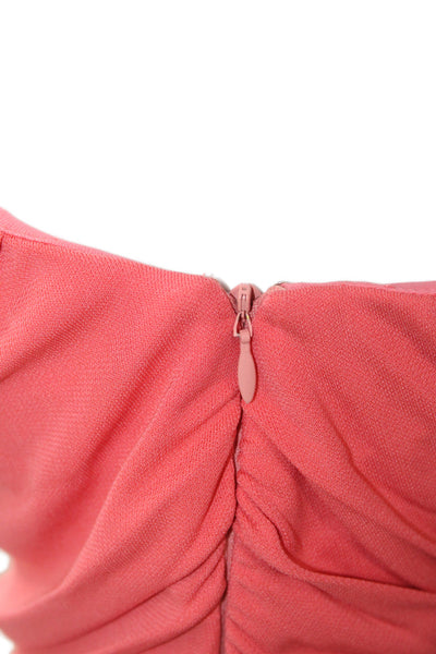 Badgley Mischka Women Pink One Shoulder Sheath Cocktail Dress Mini Size 2